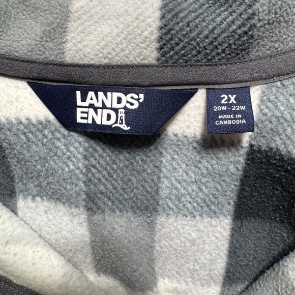 Lands' End Plaid Sweatshirt - Black and Gray - Picture 2 of 2